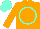 Silk - Orange, aqua circle, aqua cap