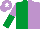 Silk - Emerald green and mauve halved, reversed sleeves, mauve cap, white star