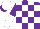 Silk - Purple and white checks, halved sleeves, white cap, purple peak