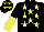 Silk - Black, yellow stars, halved sleeves and stars on cap