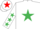 Silk - WHITE, emerald green star & stars on sleeves, white cap, red star