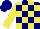 Silk - Navy blue, yellow checkers, yellow sleeves, navy blue cap