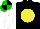 Silk - Black, yellow ball, white sleeves, green & black quartered cap