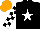 Silk - Black, white star, checked sleeves, orange cap