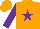 Silk - Orange, purple star on front, purple sleeves