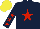 Silk - Dark blue, red star, red stars on sleeves, yellow cap