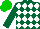Silk - Dark green, white diamonds, green cap
