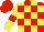 Silk - Red & yellow check, yellow sleeves, red armlet, red cap