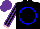 Silk - Black, blue circle, pink horse, purple stripes and cuffs on sleeves, purple cap