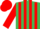 Silk - EMERALD GREEN & RED STRIPES, red sleeves & cap