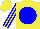 Silk - Yellow, blue disc, blue stripes on yellow sleeves