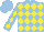 Silk - Light blue, yellow diamonds, yellow diamond seam on sleeves, light blue cap