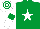 Silk - Emerald green, white star, white sleeves, emerald green armlets, hooped cap