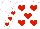 Silk - White, red hearts, red hearts on sleeves, white cap