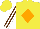 Silk - Yellow, orange diamond, white stripes on brown sleeves