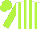 Silk - White, lime green stripes, lime green sleeves and cap