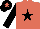 Silk - Terracotta, black star and sleeves , black cap, terracotta star