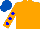 Silk - Orange, blue dots on orange sleeves, royal blue cap