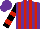 Silk - purple, black and red stripes, black and red hoops on sleeves