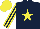 Silk - Dark blue, yellow star, striped sleeves & cap