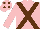 Silk - Pink, brown cross sashes, brown spots on cap