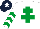 Silk - White, emerald green cross of lorraine, emerald green chevrons on sleeves, dark blue cap, white star