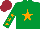 Silk - Emerald green, orange star, orange stars on sleeves, maroon cap