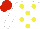 Silk - white, yellow spots, red cap