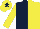 Silk - Dark blue and yellow (halved), yellow sleeves, yellow cap, dark blue star