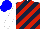 Silk - Dark blue, red diagonal stripes, white sleeves, blue cap