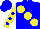 Silk - blue, large yellow spots, blue spots on yellow sleeves