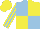 Silk - Light blue and yellow quarters, light blue and yellow stripes on sleeves, yellow cap