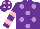 Silk - Purple, mauve spots, purple and pink hooped sleeves, purple cap, pink spots