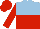Silk - Light blue and red halved horizontally,red sleeves and cap