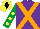 Silk - Purple, orange cross belts, emerald green sleeves, yellow spots, yellow cap, black diamond