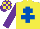 Silk - Yellow, royal blue cross of lorraine, purple sleeves, purple and yellow check cap