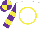 Silk - White, yellow circle, yellow bars on purple sleeves, purple and yellow quartered cap