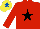 Silk - Red, black star, yellow cap, royal blue star