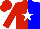 Silk - Red and blue halved, white star, red cap