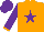 Silk - Orange, purple star, orange cuffs on purple sleeves, purple cap