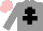 Silk - Grey, black cross of lorraine, pink cap