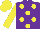 Silk - Purple, yellow dots, yellow sleeves, yellow cap