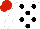 Silk - White, black dots, red cap