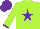 Silk - Lime, purple star, purple cuffs, purple cap