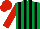 Silk - Emerald green and black stripes, red sleeves and cap