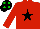 Silk - Red, black star, black cap, green spots
