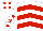 Silk - White & Red chevrons, red stars on sleeves, white cap, red spots