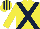Silk - Yellow, dark blue cross sashes, striped cap