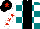 Silk - Teal, black and white checked stripe, red stars on white sleeves, black and white halved cap, red star