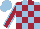 Silk - Light blue and maroon check, maroon sleeves, light blue seams, light blue cap